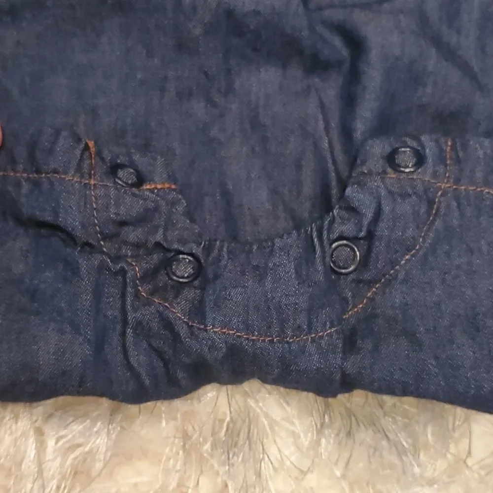 3-6 month boys denim collared onsie. Peanuts.